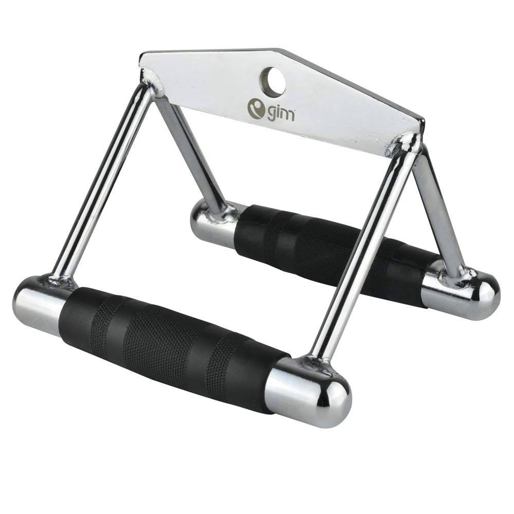 GIM Sports Agarre para Remo Doble de Acero Cromado con Mangos de Hule Resistente 180x185x130 mm ideal para gimnasios y entrenamiento - Pyxen