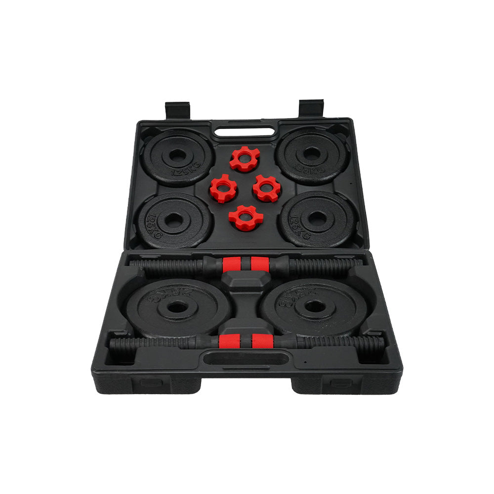 Juego de Mancuernas de Acero Recubiertas de ABS, Negro, 15kg - Pyxen